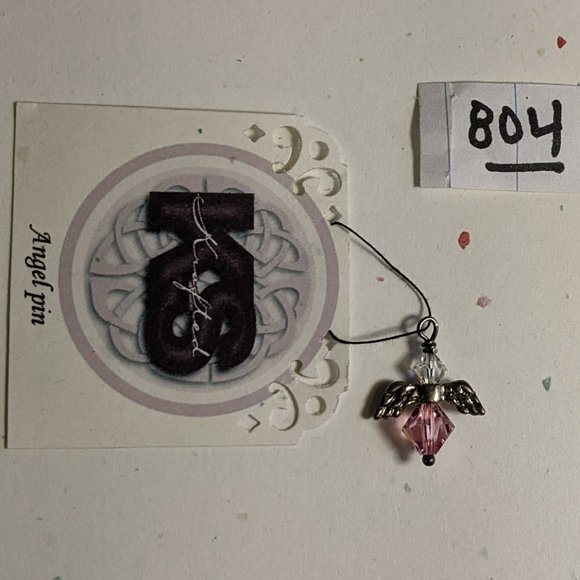 Hand Crafted Jewelry - Handcrafted AngelPin in genuine 6mm Rose Swarovski crystal & 4mm crystal AB.New!